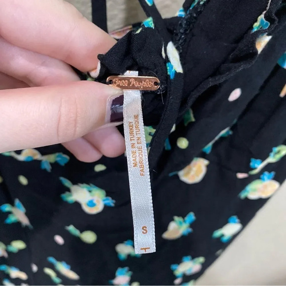 FREE PEOPLE Like A Lady Mini Dress Black Lemon Print Linen Size Small - Picture 6 of 10